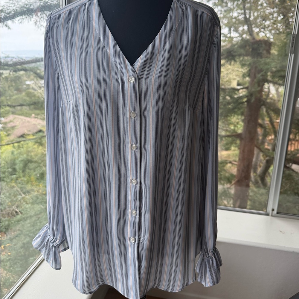 Tahari Striped Button-Down Shirt, Small